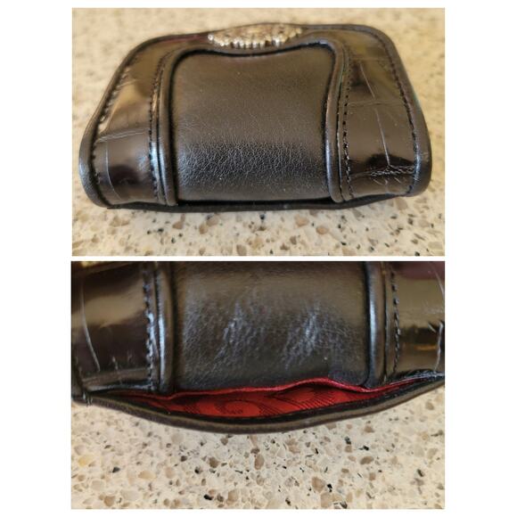 Brighton Smooth Embossed Leather Silver Hearts Mini Trifold Red Lined Wallet - Picture 15 of 16